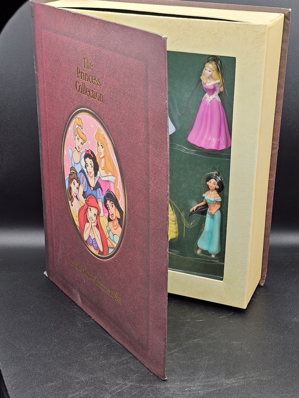 Disney Storybook Princess Ornaments Book Ariel Jasmine Cinderella Belle Aurora